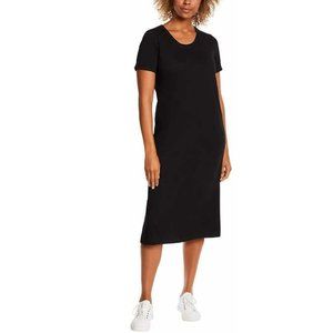 NEW Jessica Simpson Solid Short Sleeve Midi Calf Length Casual Slit Slip Dress